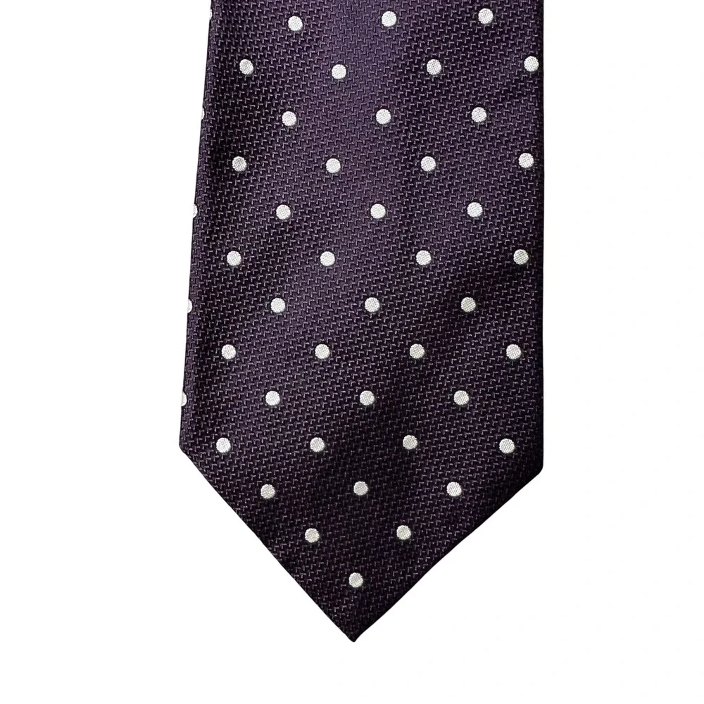 Lauren Ralph Lauren Mens Purple Polka Dot Silk Necktie Hand Finished USA Made